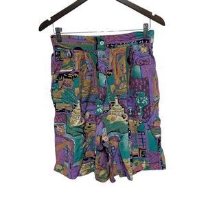 Vintage Ellen‎ Figg Shorts Womens 10 Multicolor Colorful Artsy Bermuda 80s USA